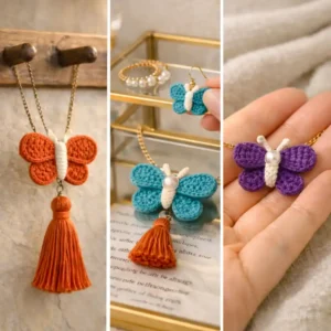 Crochet Butterfly Necklace