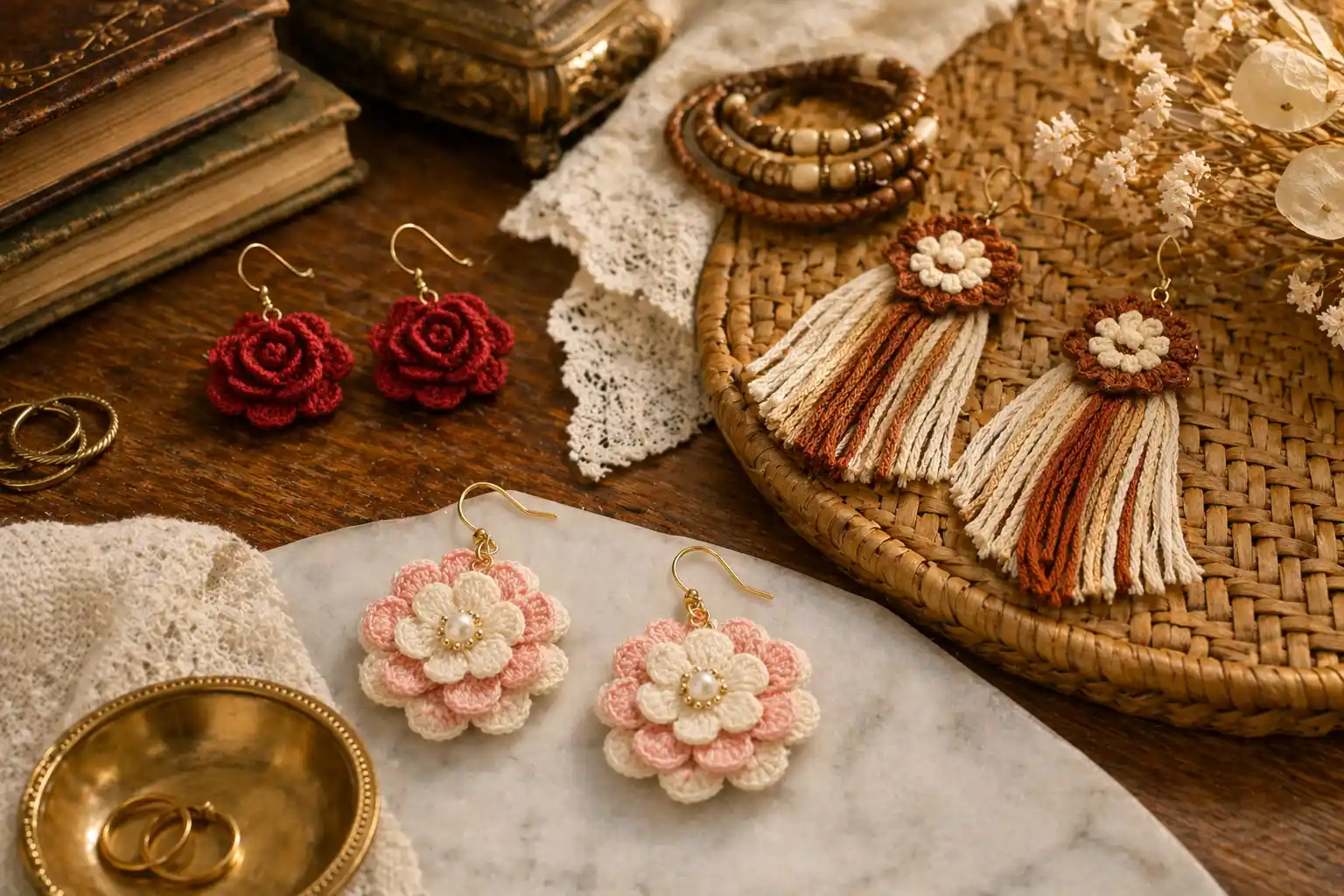 Crochet Flower Earrings