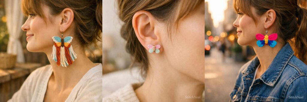 Crochet Butterfly Earrings