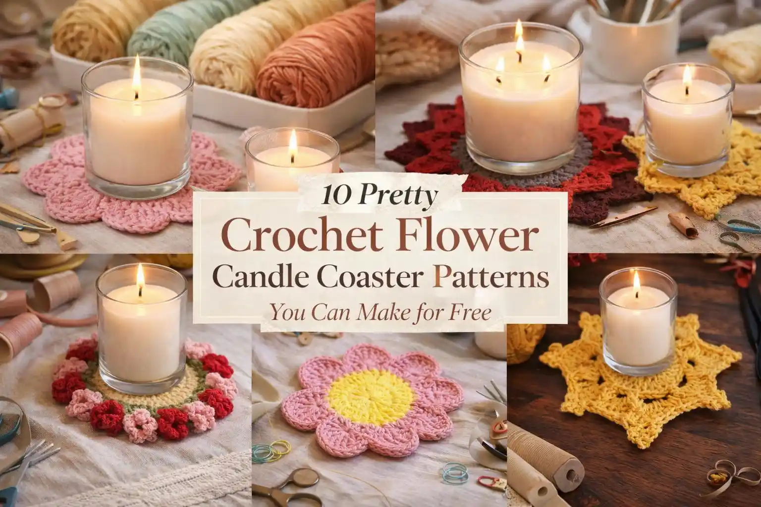 Crochet Flower Candle Coaster