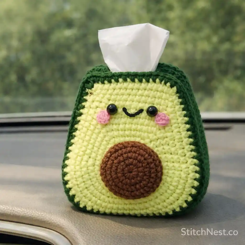 Avocado Crochet Car Tissue Holder