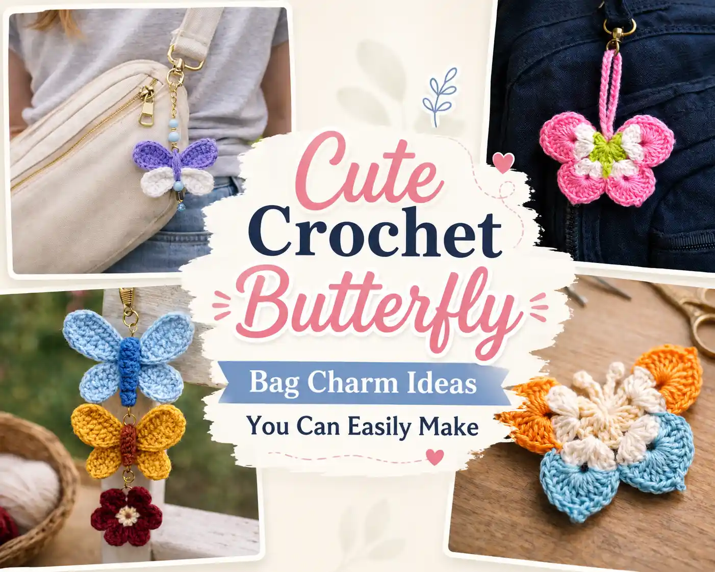 9 Cute Crochet Butterfly Bag Charm Ideas You Can Easily Make