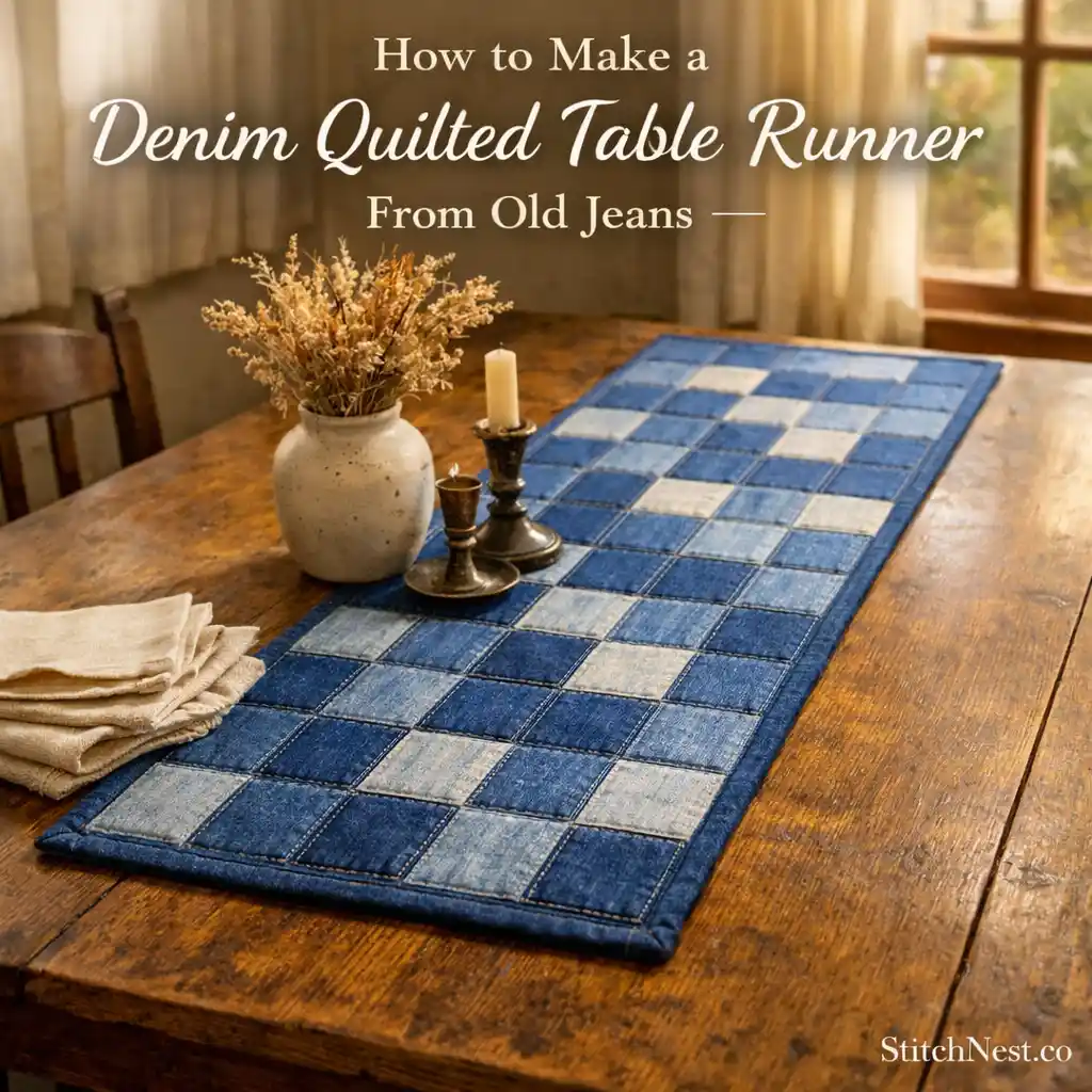 How to Make a Denim Quilted Table Runner From Old Jeans