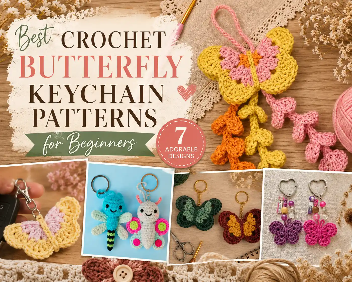 Crochet Butterfly Keychain