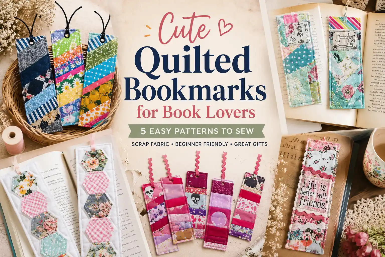 Cute Quilted Bookmarks for Book Lovers