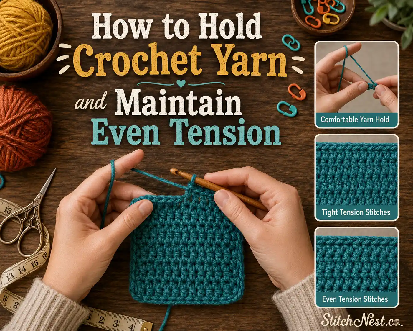 How to Hold Crochet Yarn and Maintain Even Tension