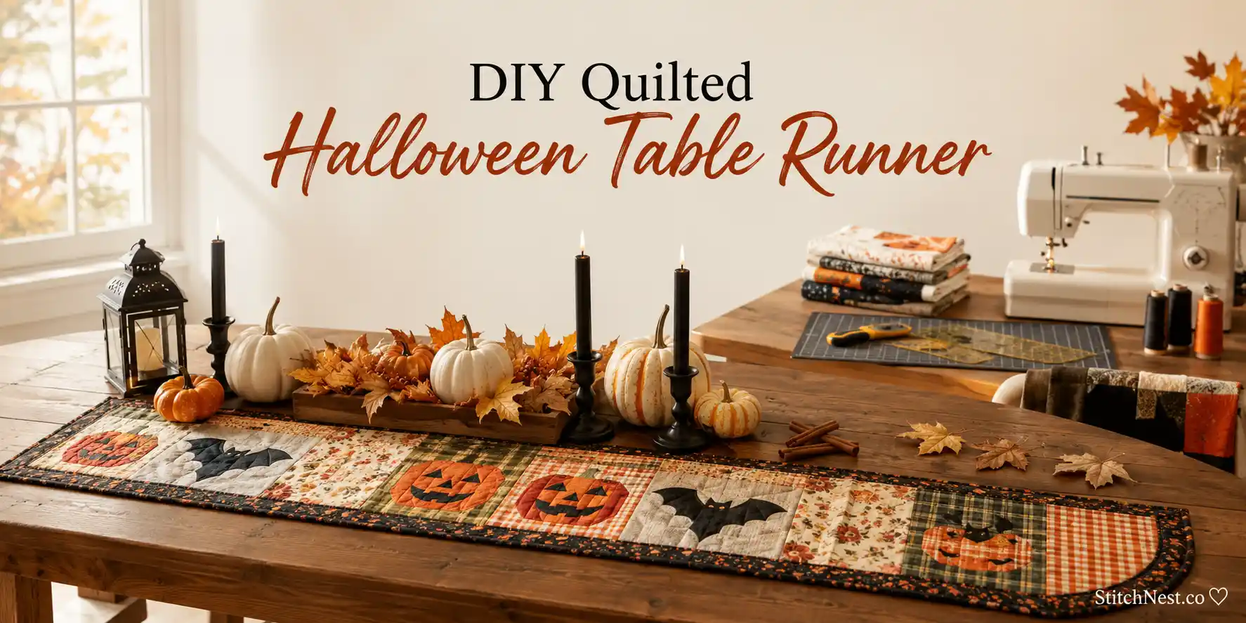DIY Quilted Halloween Table Runner